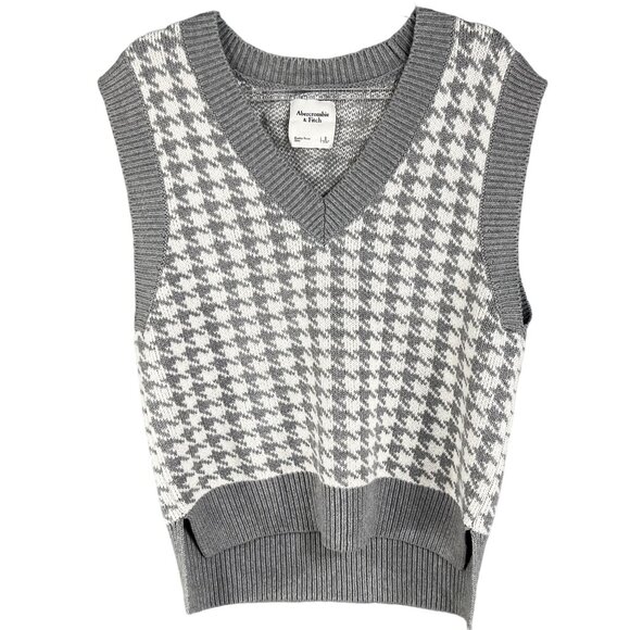 Abercrombie & Fitch Womens S Houndstooth Soft Knit Sweater Vest Cottagecore - Picture 3 of 13